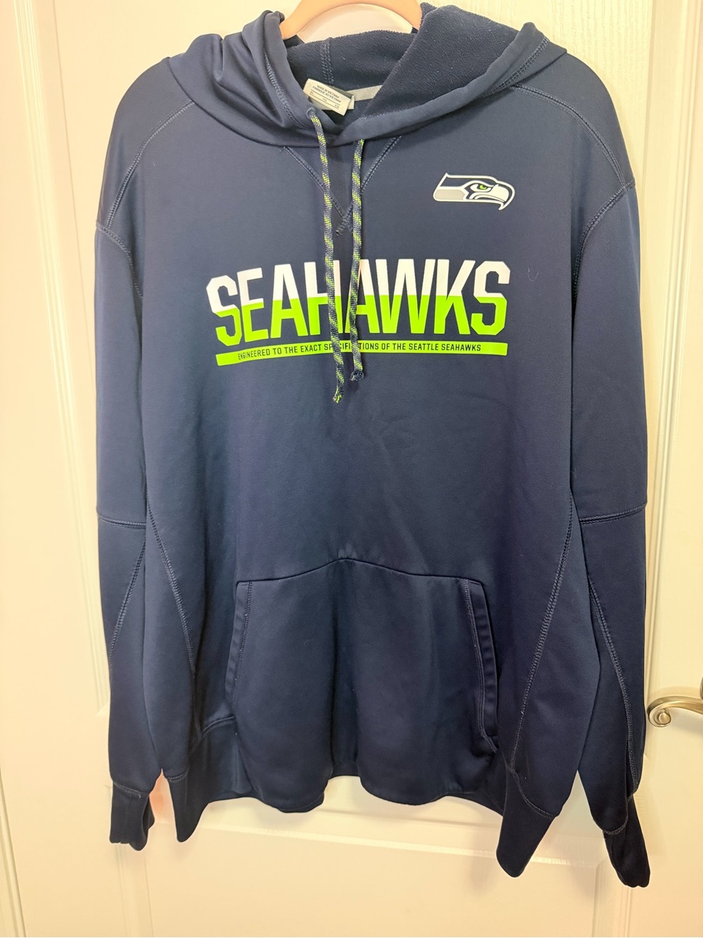 NFL Seattle Seahawks Navy Hooded Sweatshirt with Neon Green Logo
